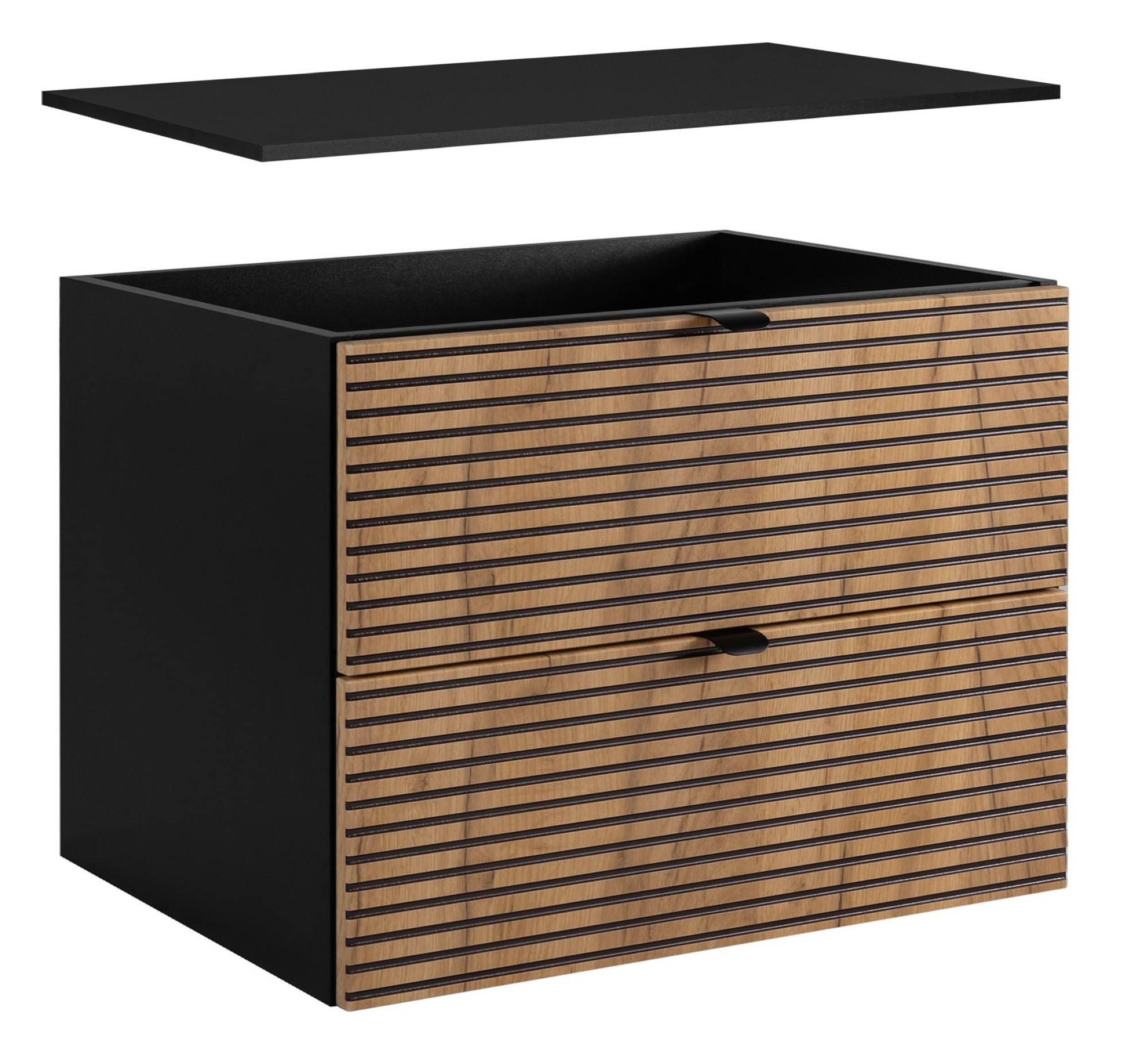 Zestaw Rodan Loft szafka z blatem 80 cm podumywalkowa wisząca czarny/dąb (5906154450942, 5906154451925)