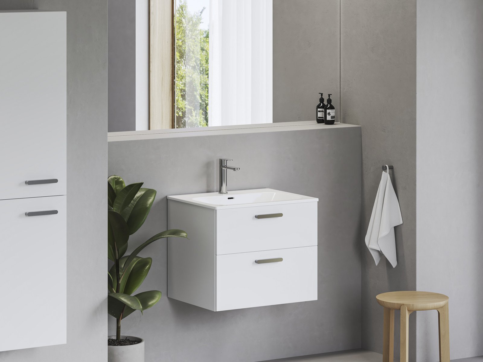 Ravak Chrome umywalka 60,5x49 cm prostokątna meblowa biała XJX01160008