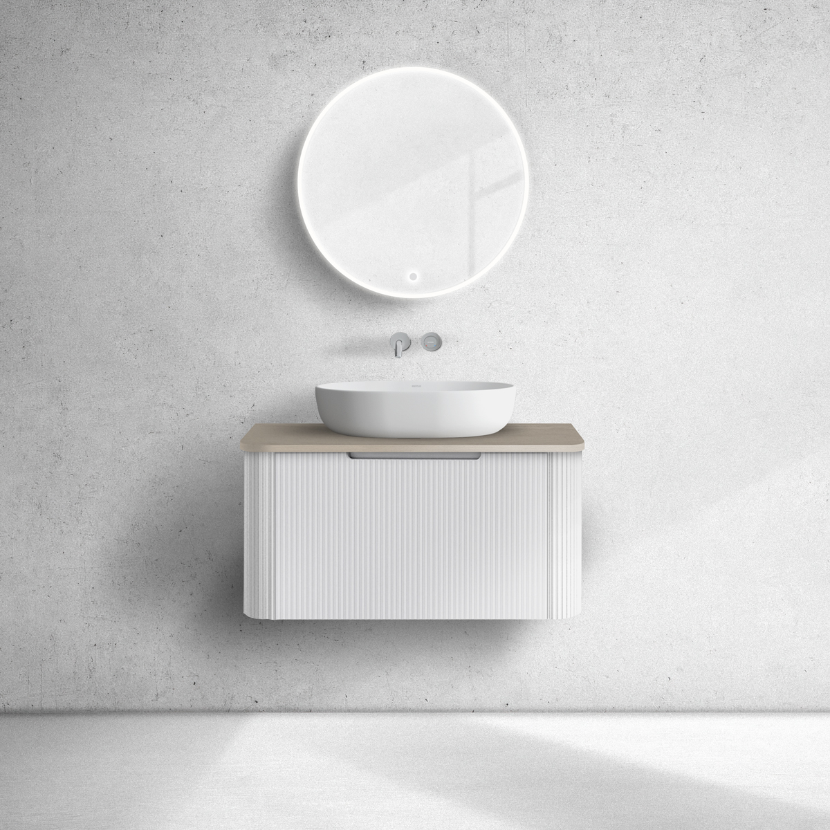 Oltens Hamnes szafka 80 cm podumywalkowa wisząca z blatem biały mat/dąb 68672000 - Wysyłka w 24h