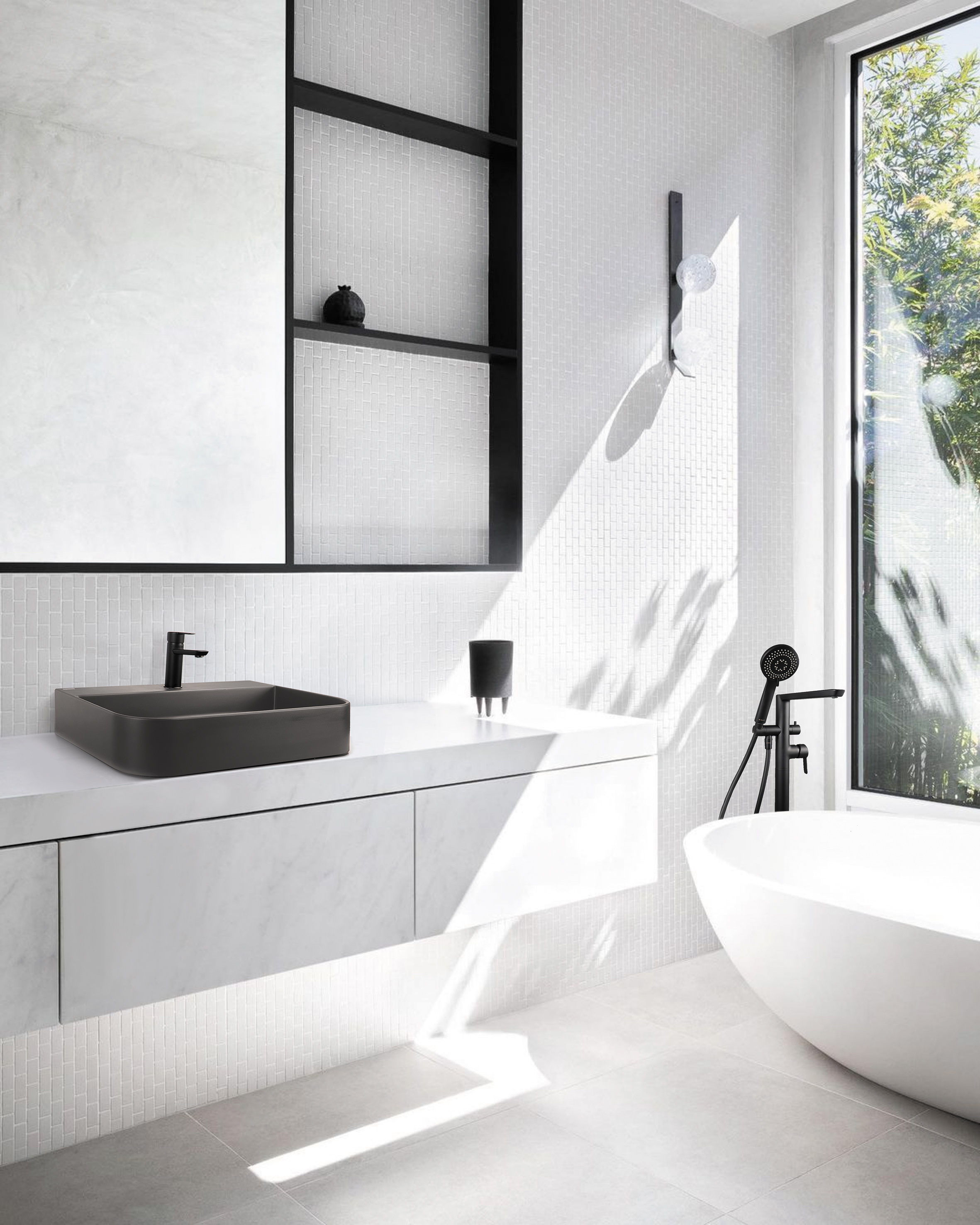 Deante Arnika umywalka 50,5x40,5 cm nablatowa antracyt CQA_TU5S