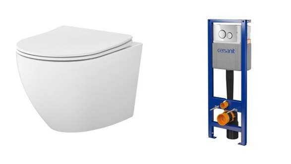 Zestaw Cersanit/Mito stelaż podtynkowy i miska WC wisząca ze spłukiwaniem wirowym z deską sedesową i przyciskiem chrom (S701778, ... - Wysyłka w 24h