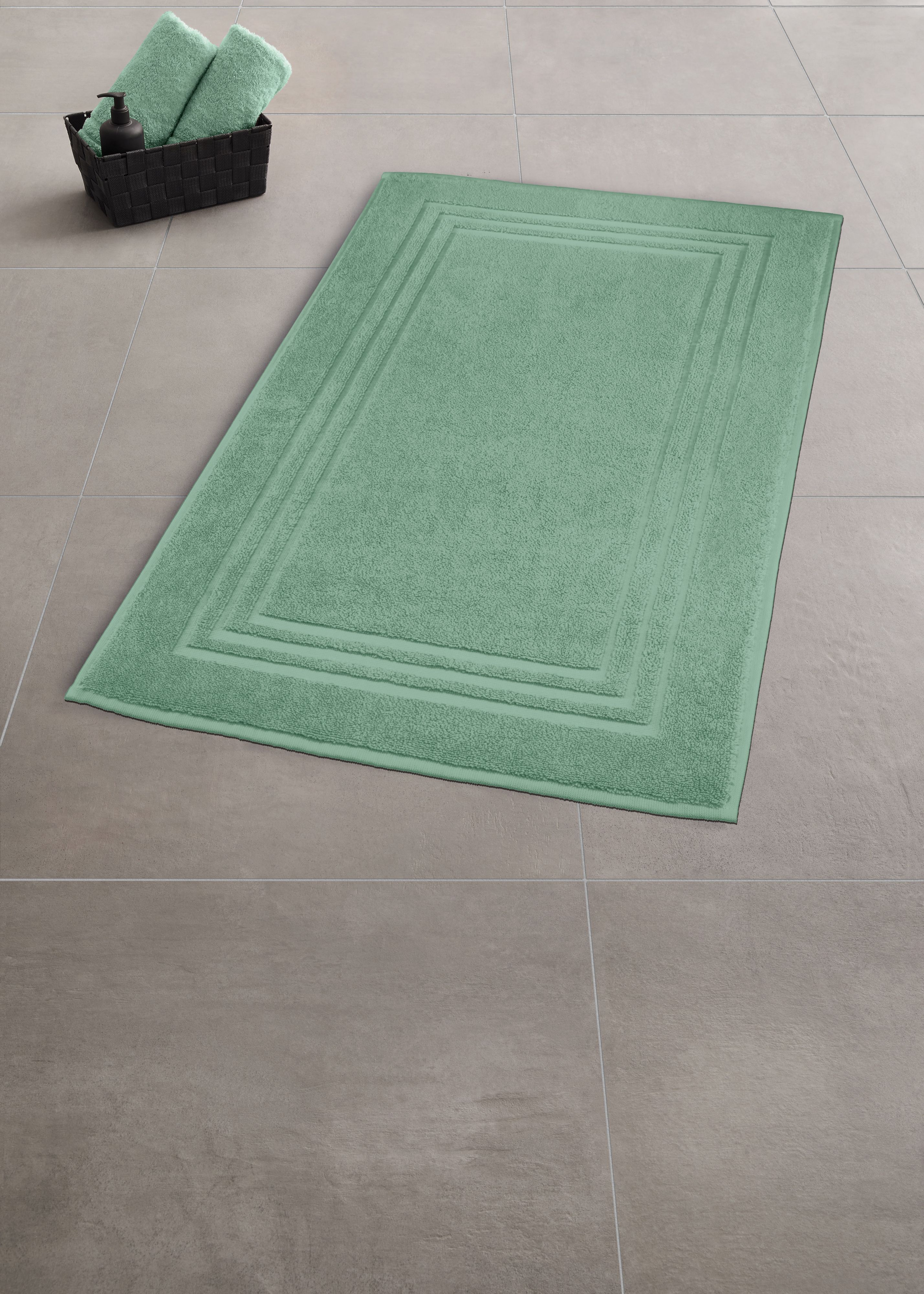 Kleine Wolke Lodge dywanik łazienkowy 80x50 cm bawełna zielony 3009685207