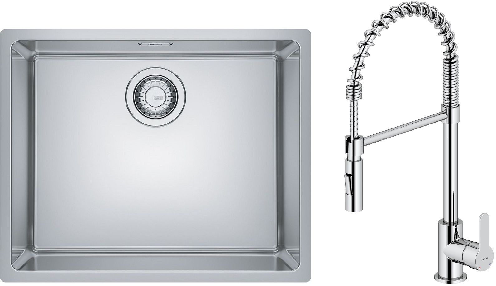 Zestaw Franke Maris 110-50 zlewozmywak stalowy 50x40 cm z baterią kuchenną Oltens Duf jedwab/chrom (1220543996, 35203100)