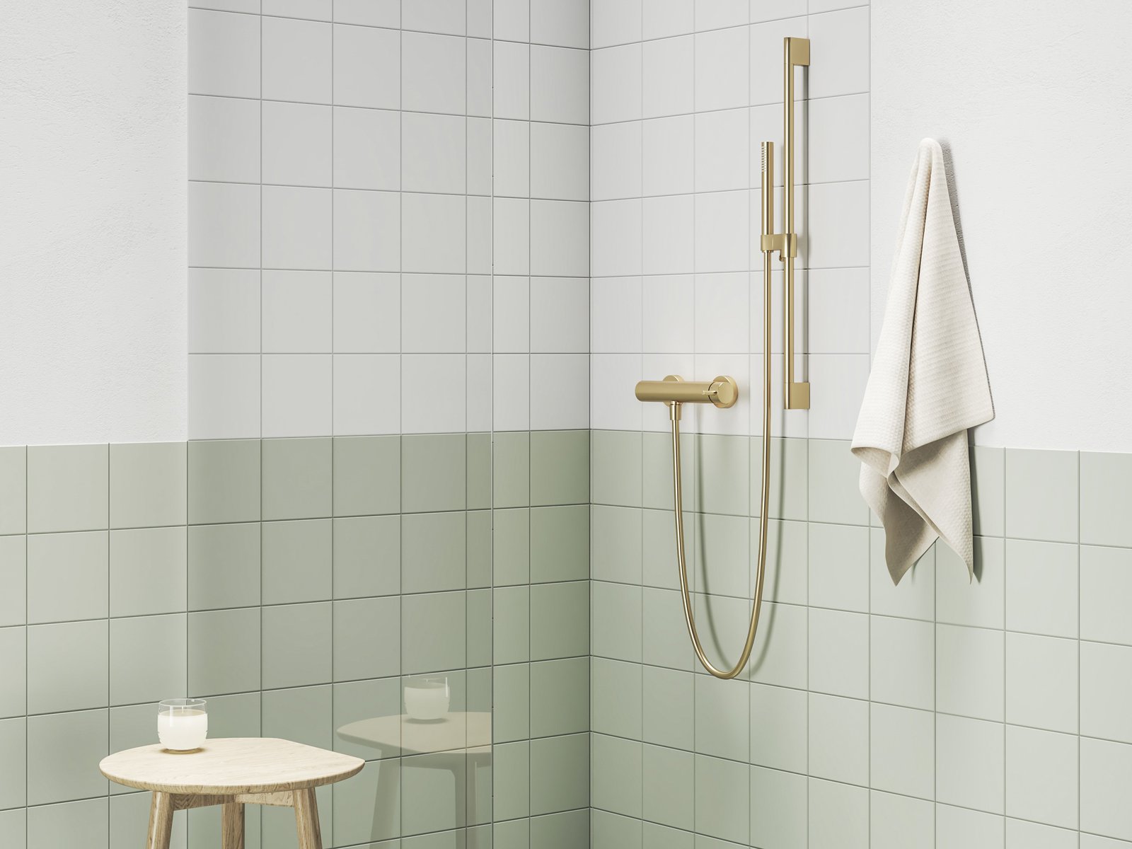 Ravak Espirit bateria prysznicowa ścienna złoto szczotkowane X070604