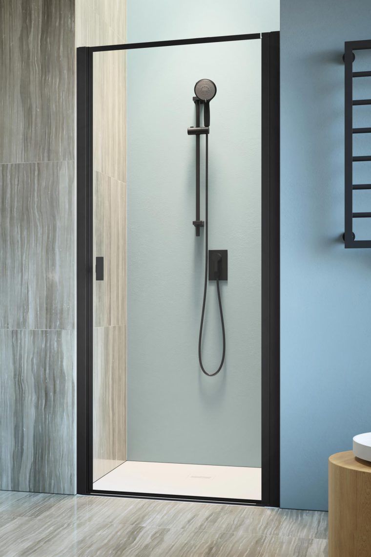 Radaway Nes 8 Black DWJ I drzwi prysznicowe 70 cm uchylne czarny mat/szkło Frame 10076070-54-56R