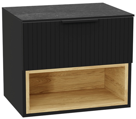 Zestaw Excellent Tuto 2.0 szafka 60 cm podumywalkowa wisząca z blatem czarny-dąb-grafit MLEX.2171.K.60.03MA.BKBK