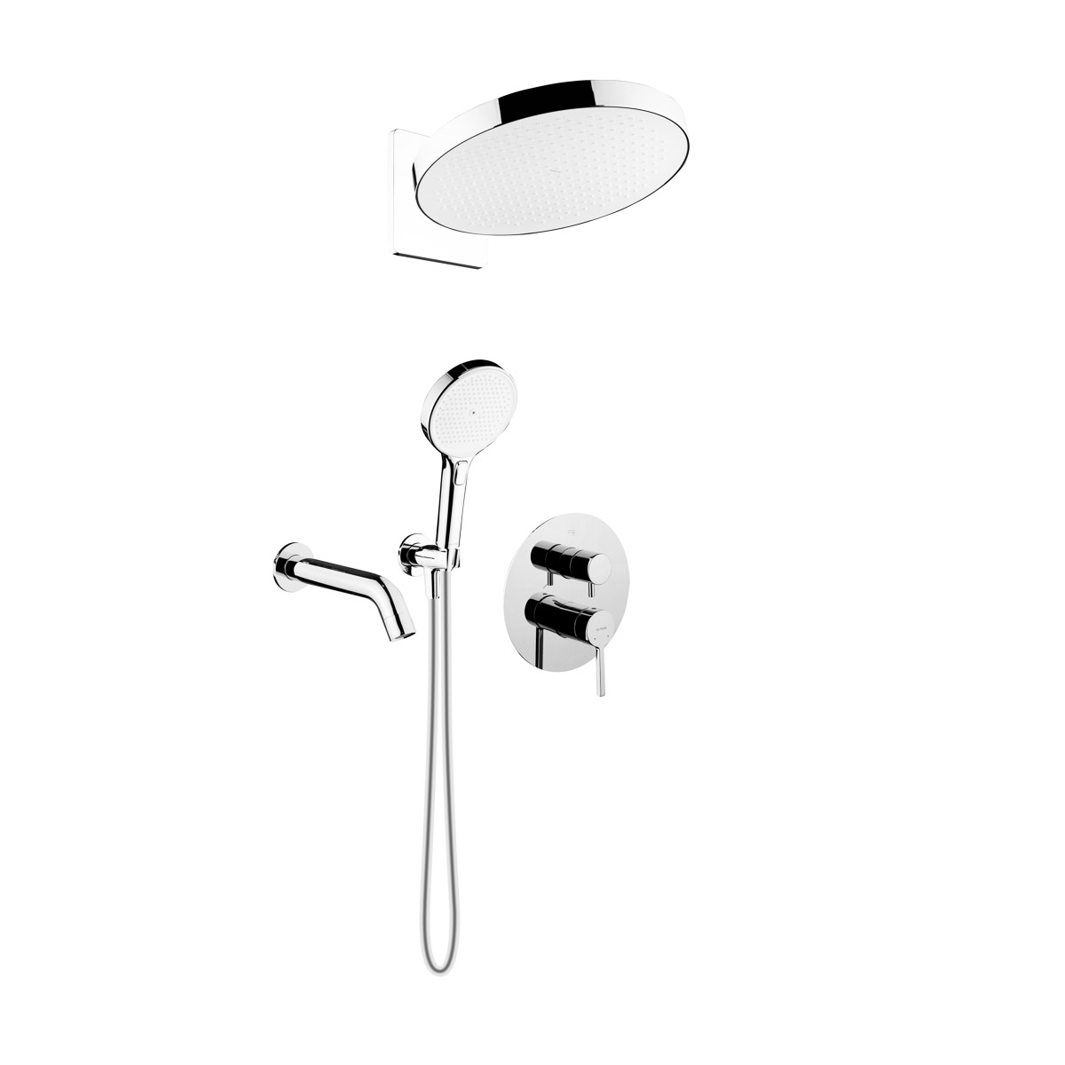 Oltens Rann zestaw bateria wannowo-prysznicowa podtynkowa z deszczownicą Regna i słuchawką 3-funkcyjną Luva EasyClick chrom 36075100 - Wysyłka w 24h