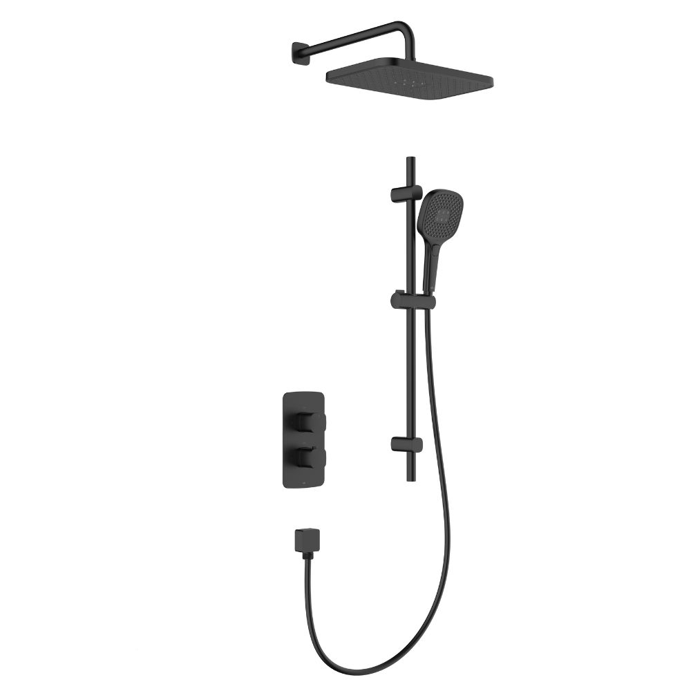 KFA Armatura Malaga Black zestaw prysznicowy podtynkowy termostatyczny z deszczownicą czarny 5759-301-81 - Wysyłka w 24h
