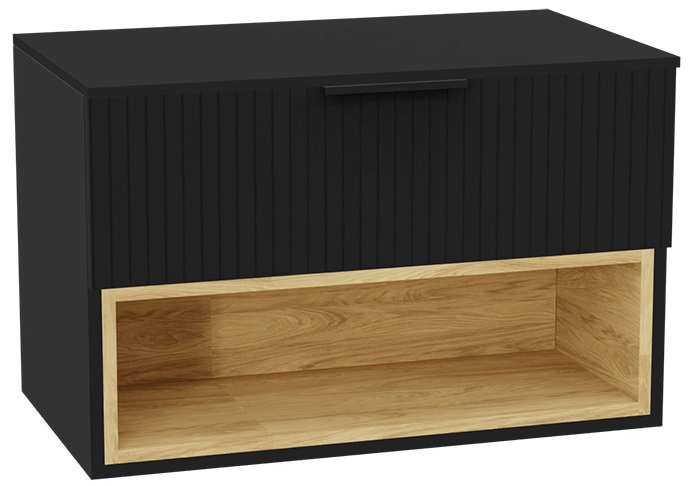 Zestaw Excellent Tuto 2.0 szafka 80 cm podumywalkowa wisząca z blatem czarny-dąb MLEX.2171.K.80.031B.BKBK