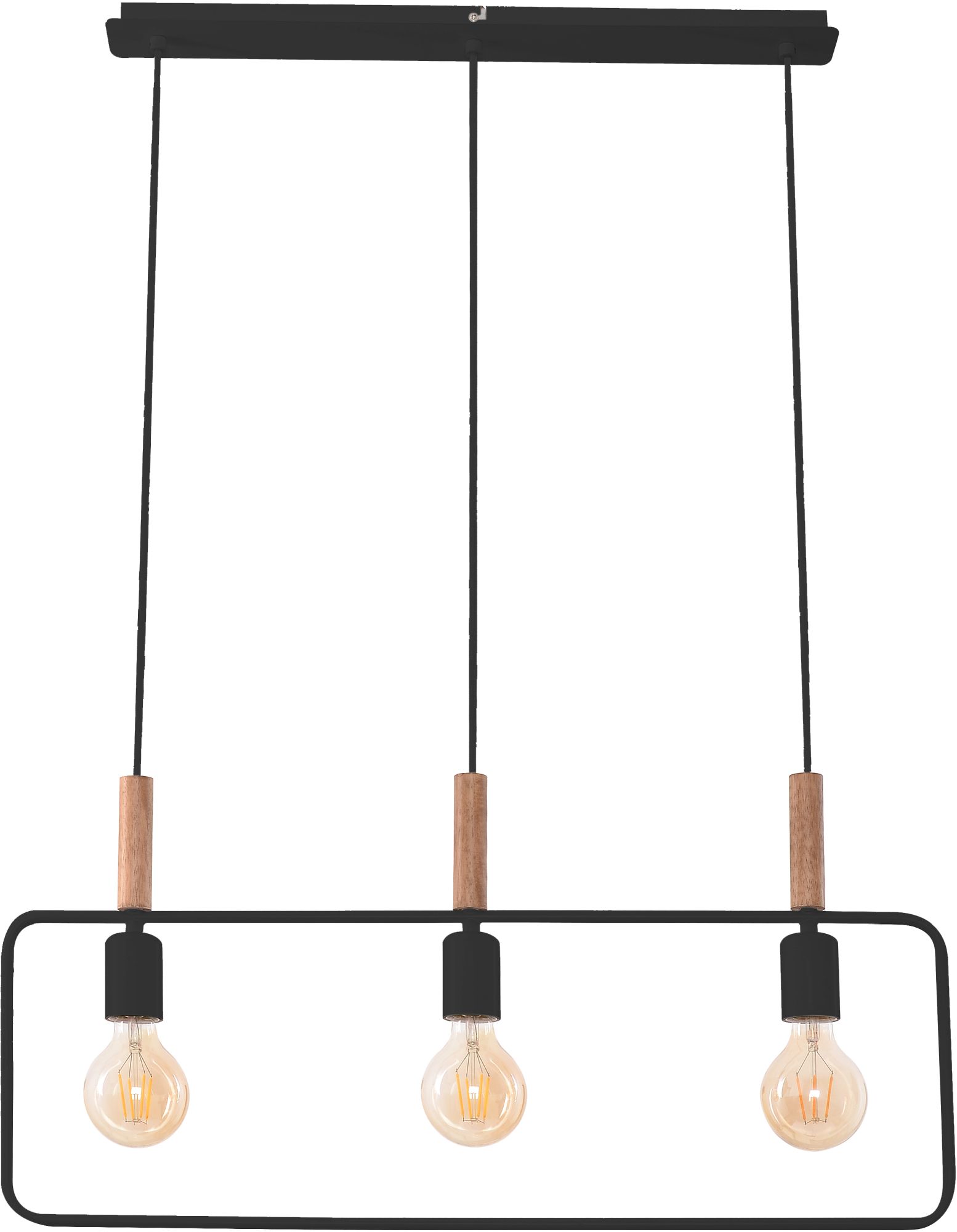 Candellux Frame lampa wisząca 3x60W czarna/drewno 33-73525