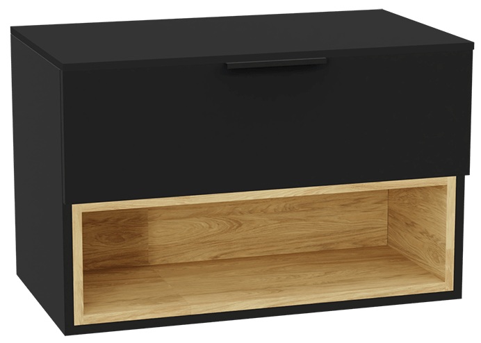 Zestaw Excellent Tuto 2.0 szafka 80 cm podumywalkowa wisząca z blatem czarny-dąb MLEX.2171.K.80.021B.BKBK