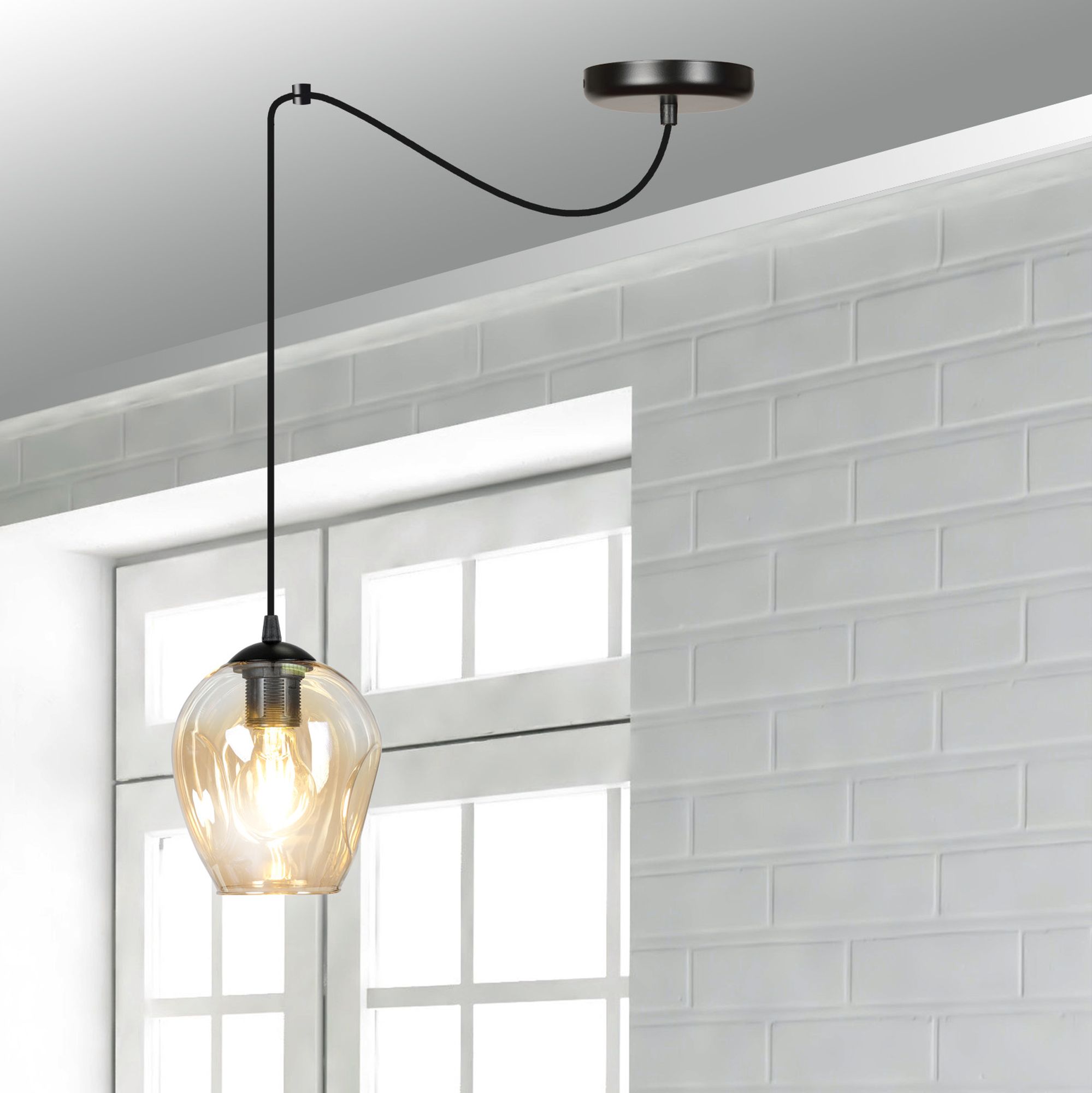 Emibig Level lampa wisząca 1x15 W czarna-bursztynowa 758/1