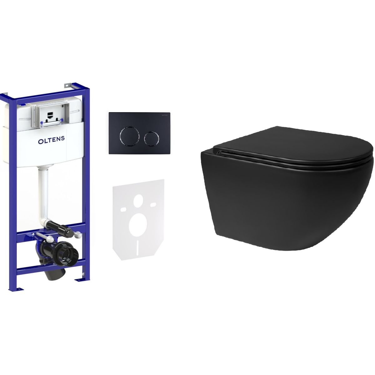 Zestaw Oltens Hamnes miska WC z deską wolnoopadającą i stelaż podtynkowy Triberg Lule 5w1 z przyciskiem spłukującym (42513300, ... - Wysyłka w 24h