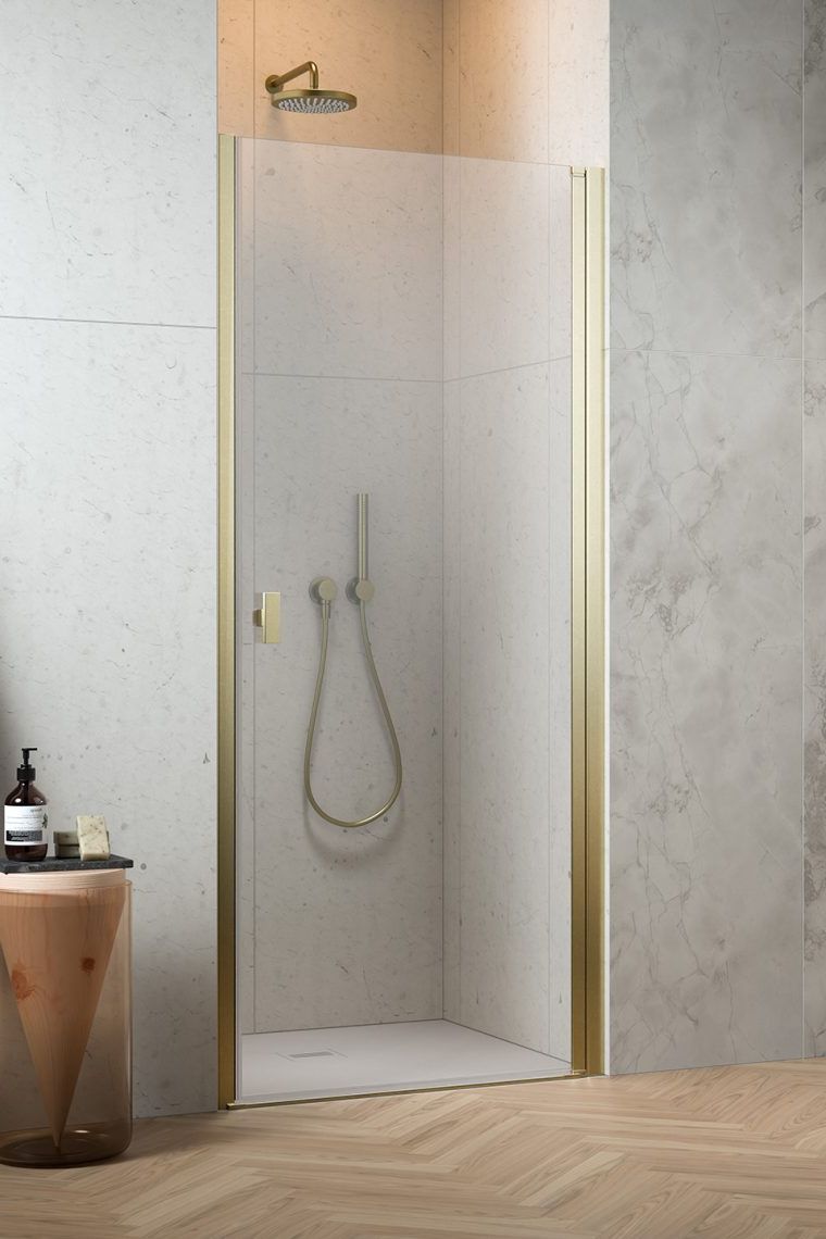 Radaway Nes Brushed Gold DWJ I drzwi prysznicowe 70 cm uchylne złoty szczotkowany/szkło przezroczyste 10026070-99-01R