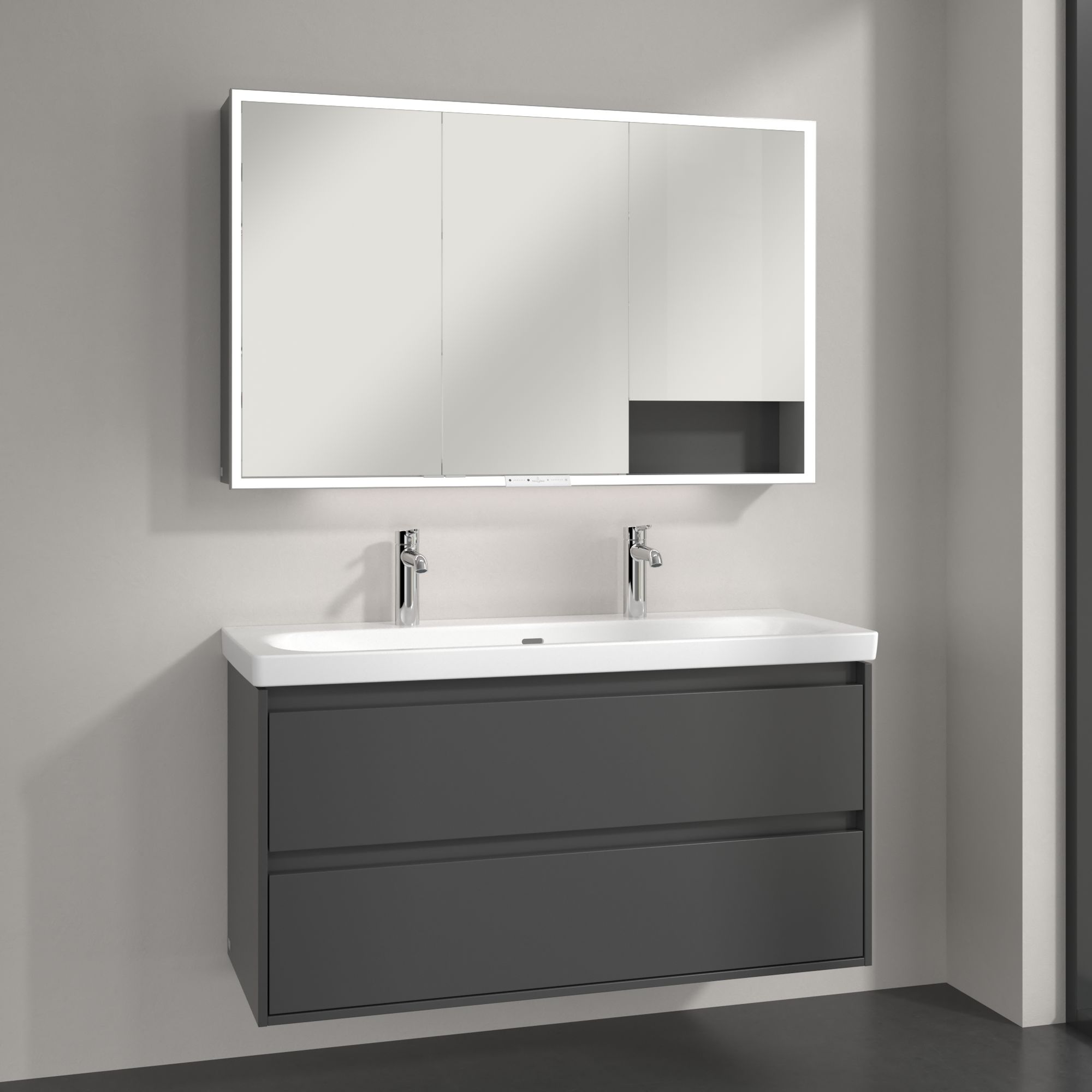 Villeroy & Boch My View+ szafka 120x16,8x75 cm z lustrem Graphite A48112VR