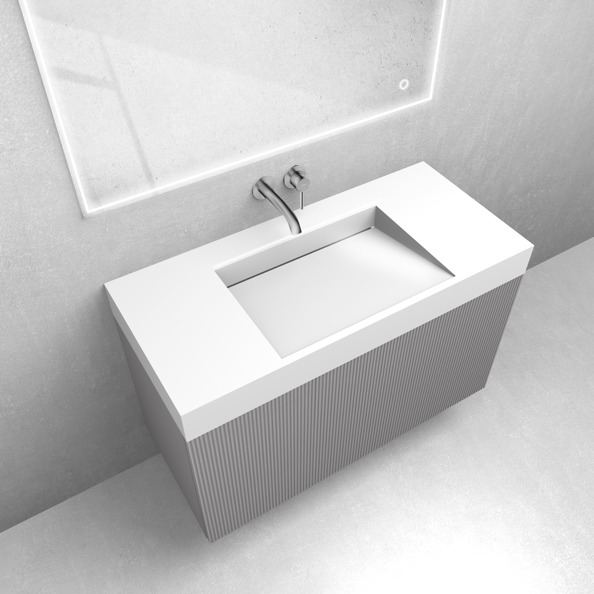 Zestaw Oltens Lun szafka podumywalkowa 100 cm z umywalką Stila LavaForm kaszmir/biały połysk 68792900