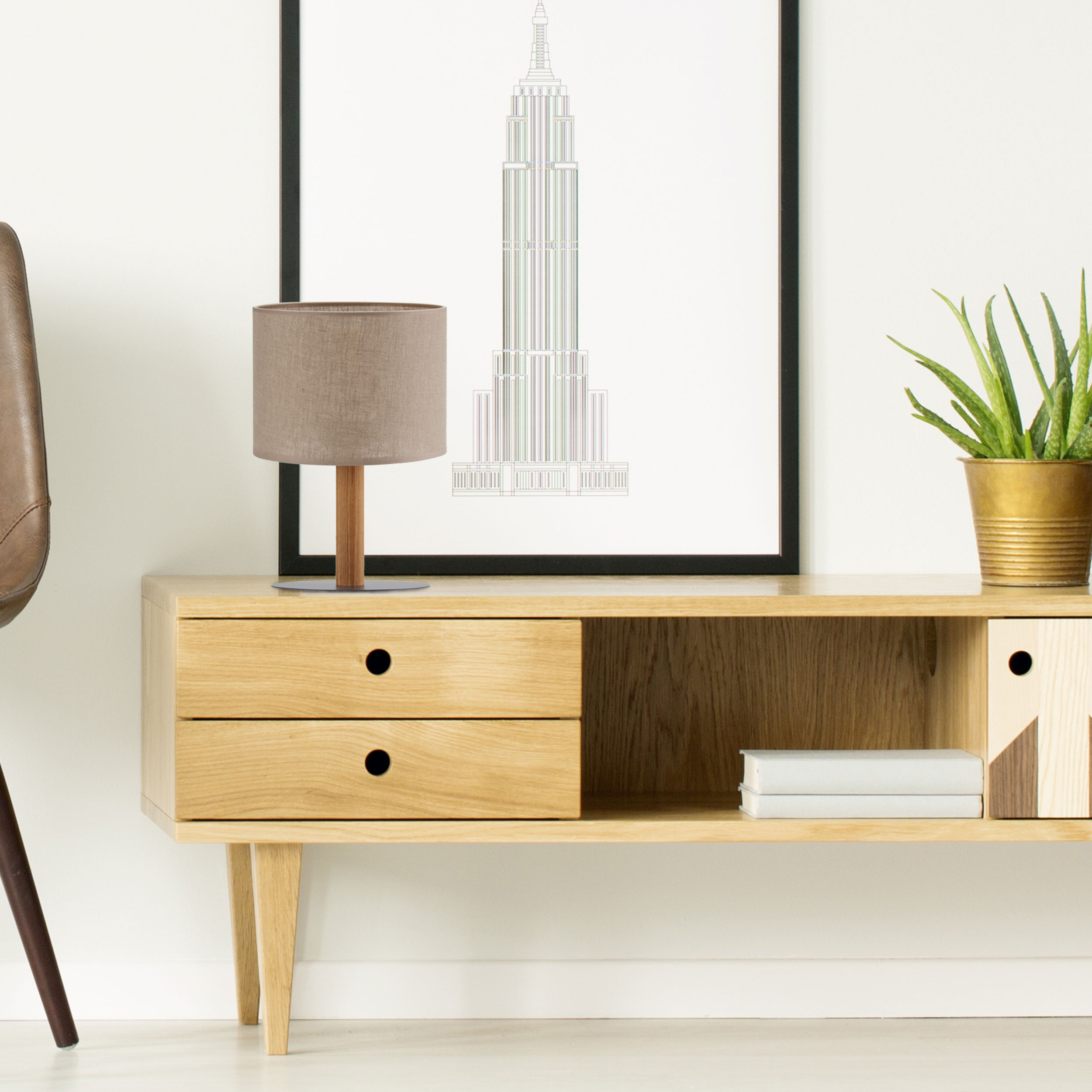 TK Lighting Deva Nature lampa stołowa 1x15W czarny/szary/beżowy 5192