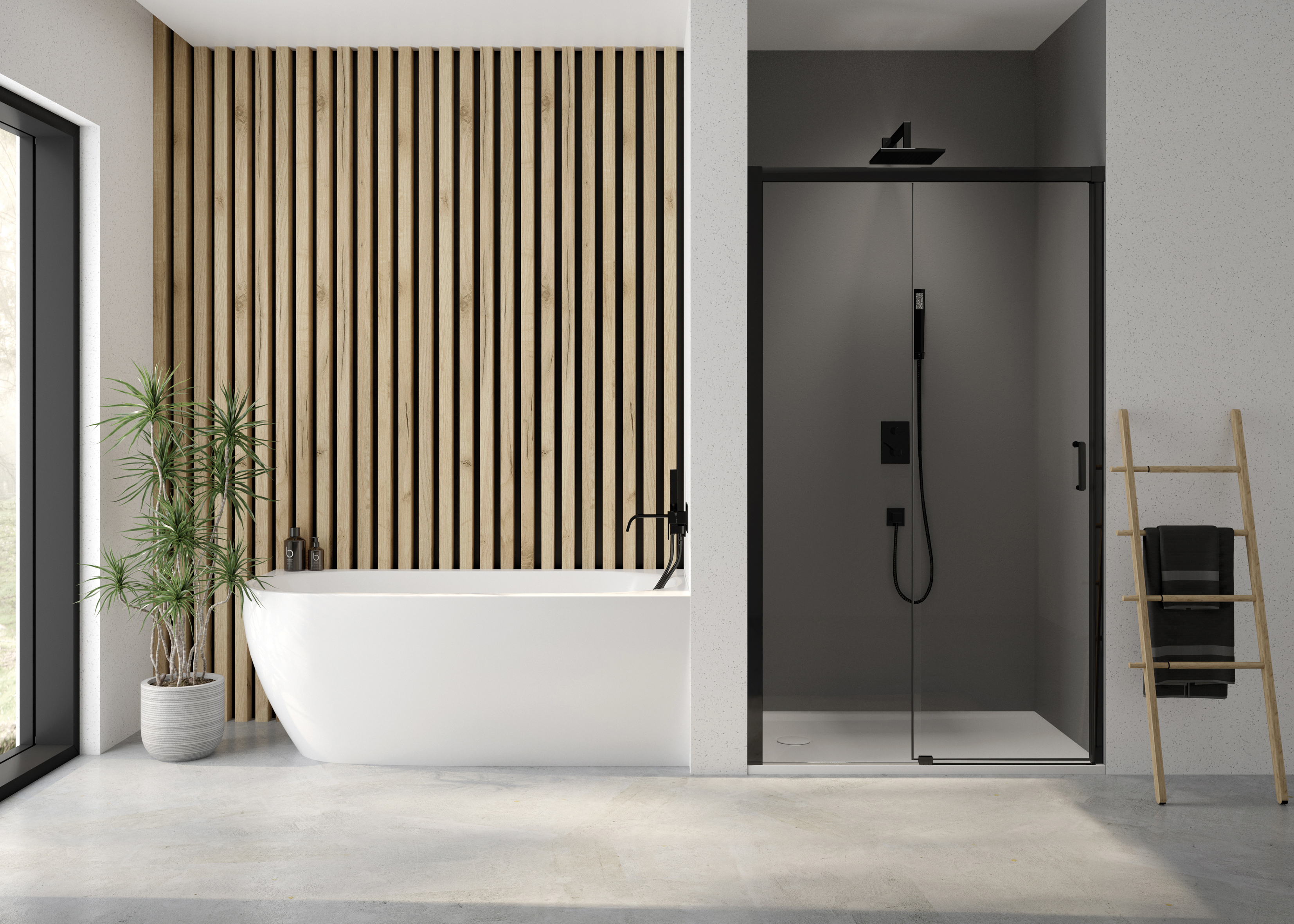 Sanplast Exa Line drzwi prysznicowe przesuwne D2/Exa-100-110 cm czarny mat/szkło przezroczyste 600-540-2510-59-401