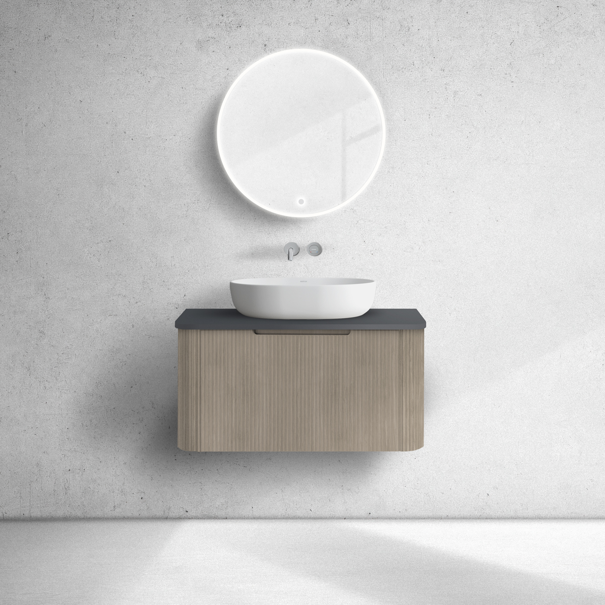 Oltens Hamnes szafka 80 cm podumywalkowa wisząca z blatem dąb/czarny mat 68671060 - Wysyłka w 24h