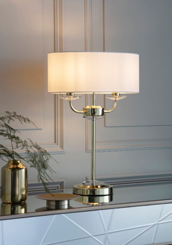 Endon Nixon lampa stołowa 2x40W biała/złota 70564