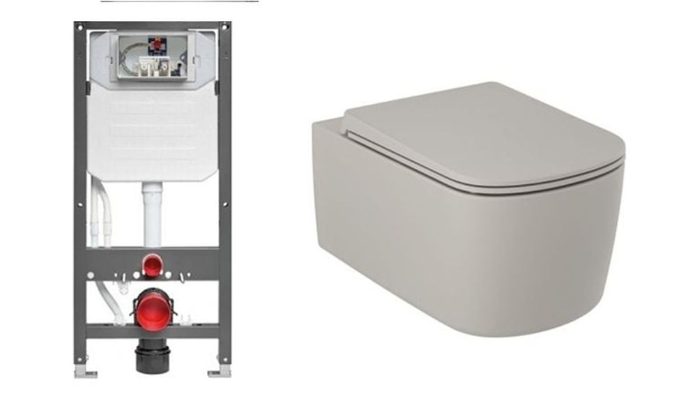 Zestaw Kludi Unifix stelaż podtynkowy i miska WC Resa S spłukiwanie wirowe z deską wolnoopadającą szary mat (79300, 27WCSETO2)