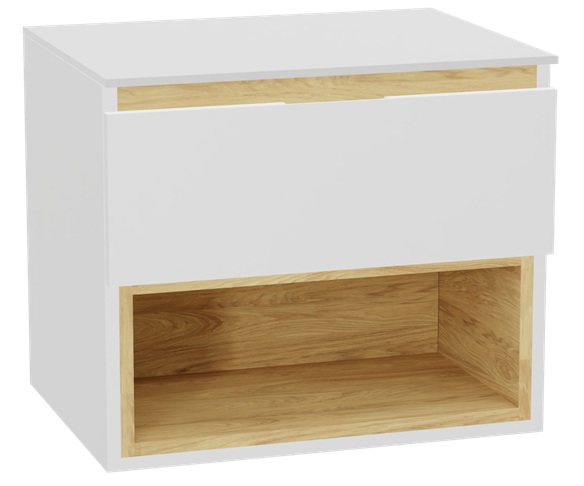 Zestaw Excellent Tuto 2.0 szafka 60 cm podumywalkowa wisząca z blatem biały-dąb MLEX.2171.K.60.011W.WHWH