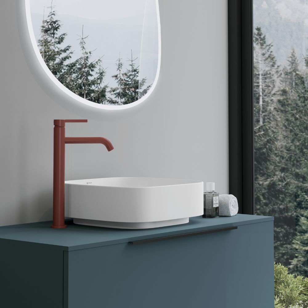 Kludi Resa C umywalka z korkiem 40x40 cm kwadratowa nablatowa biały mat 58CW3053