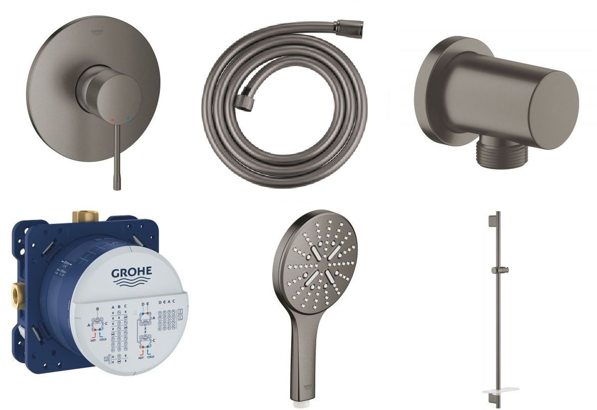 Zestaw Grohe Essence bateria podtynkowa z zestawem prysznicowym grafit (24057AL1, 28388A01, 27057AL0, 35600000, 26603AL0, 26574AL0)