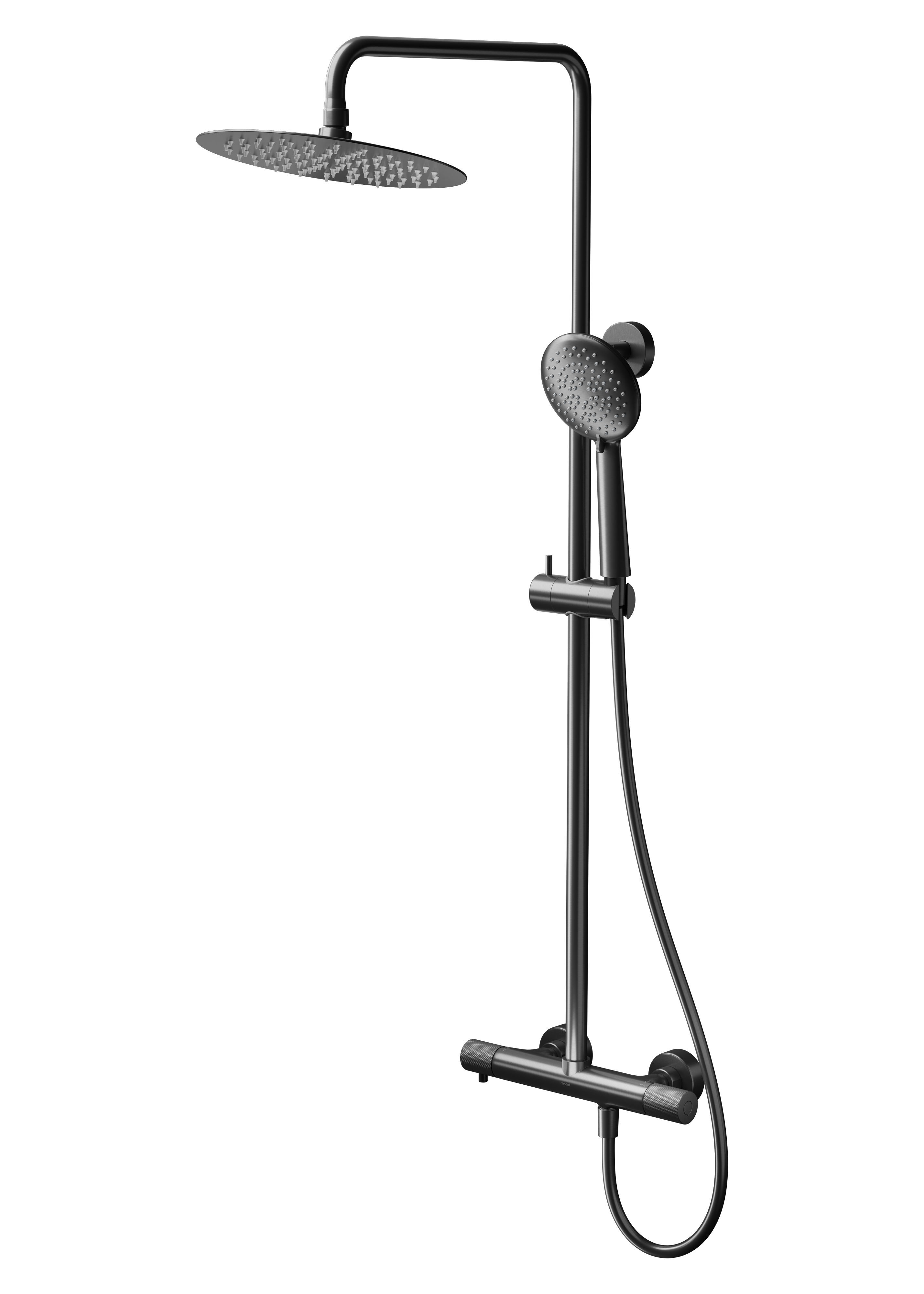 Cersanit Zen zestaw prysznicowy ścienny termostatyczny z deszczownicą czarny-grafitowy S951-784