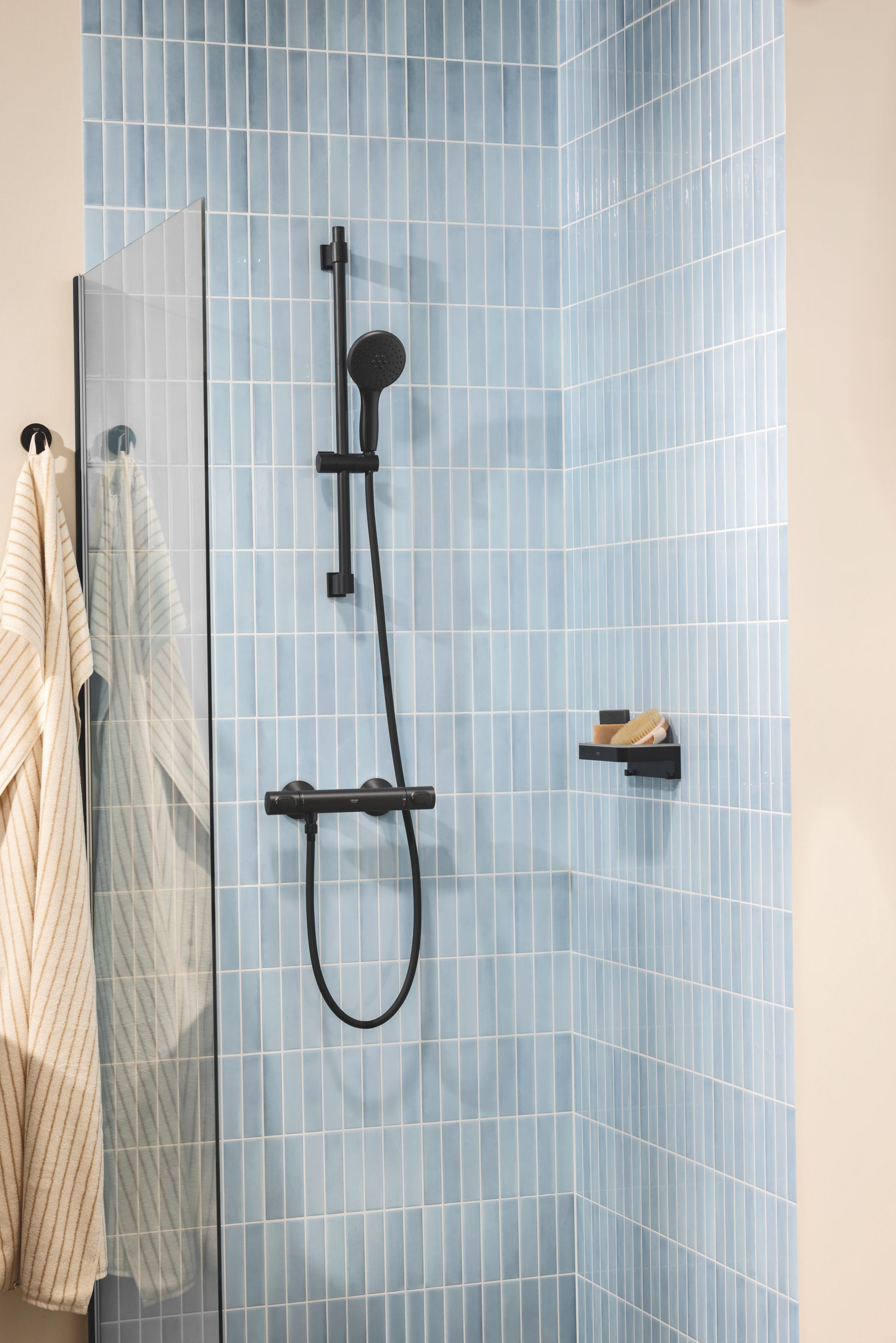 Grohe Precision Flow bateria prysznicowa ścienna termostatyczna czarny mat 348402430