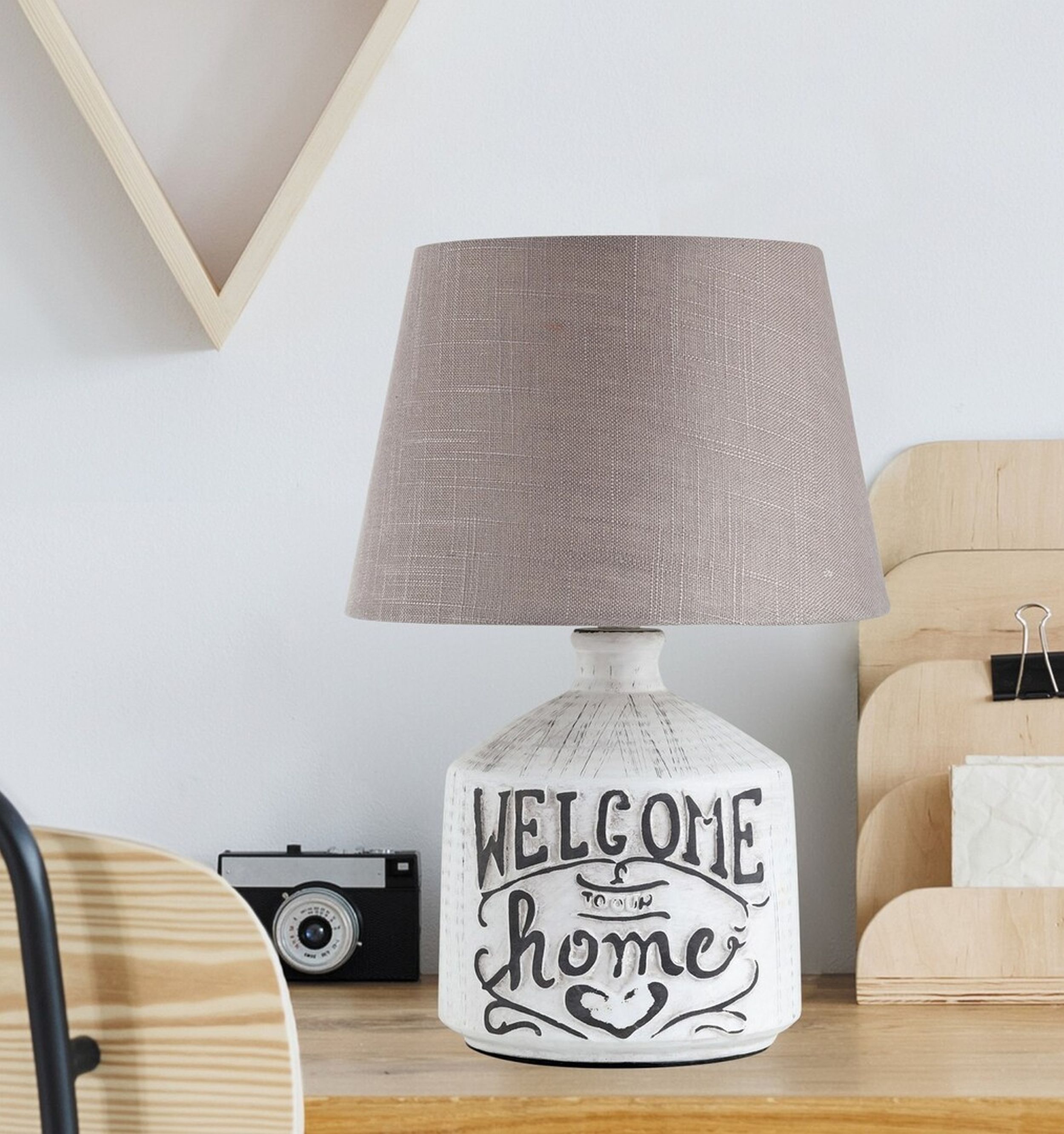 Rabalux Petra lampa stołowa 1x40W popielaty/beżowy 4386