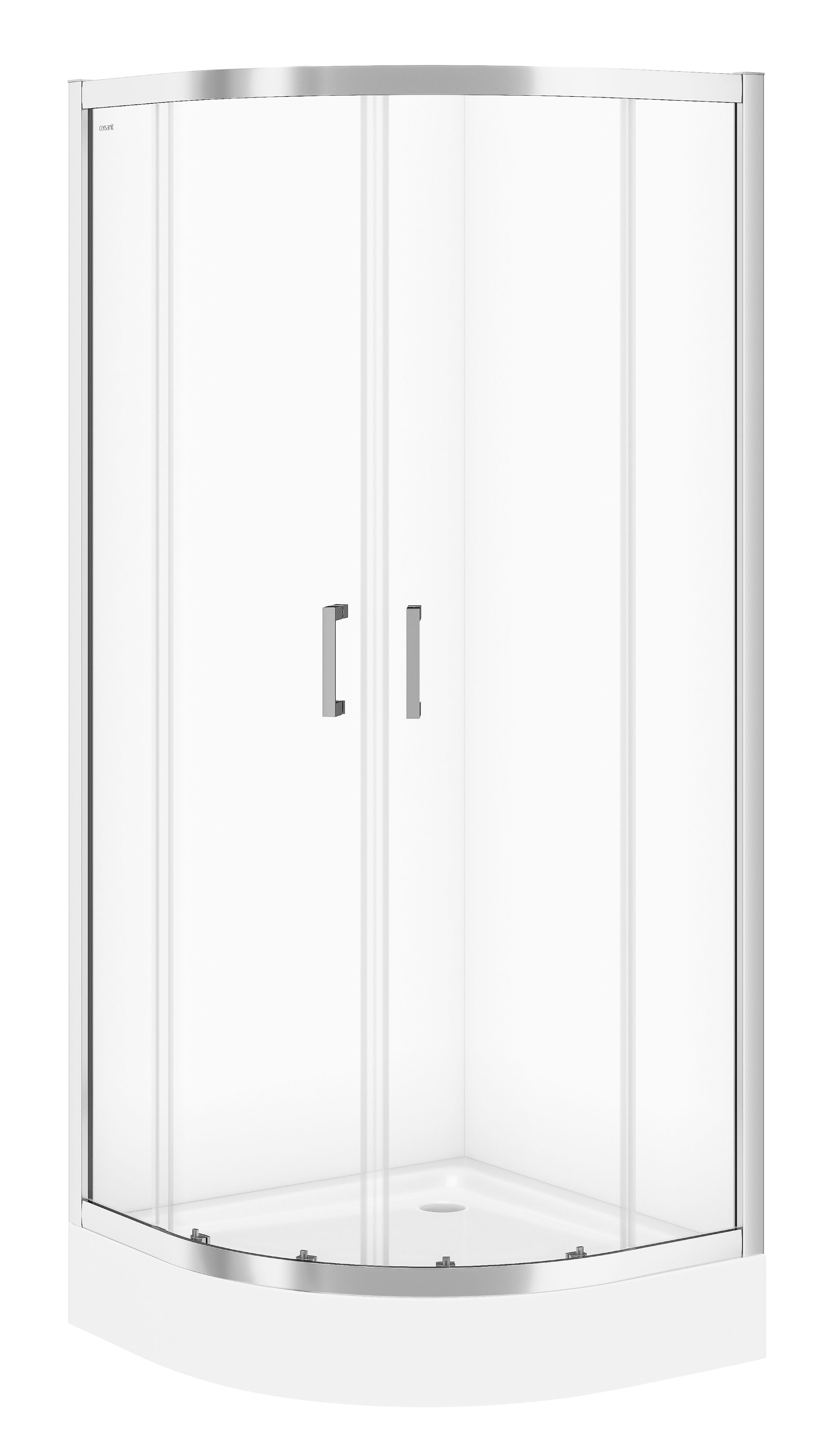 Cersanit Basic kabina z brodzikiem 80x80 cm półokrągła chrom połysk/szkło przezroczyste S601-117