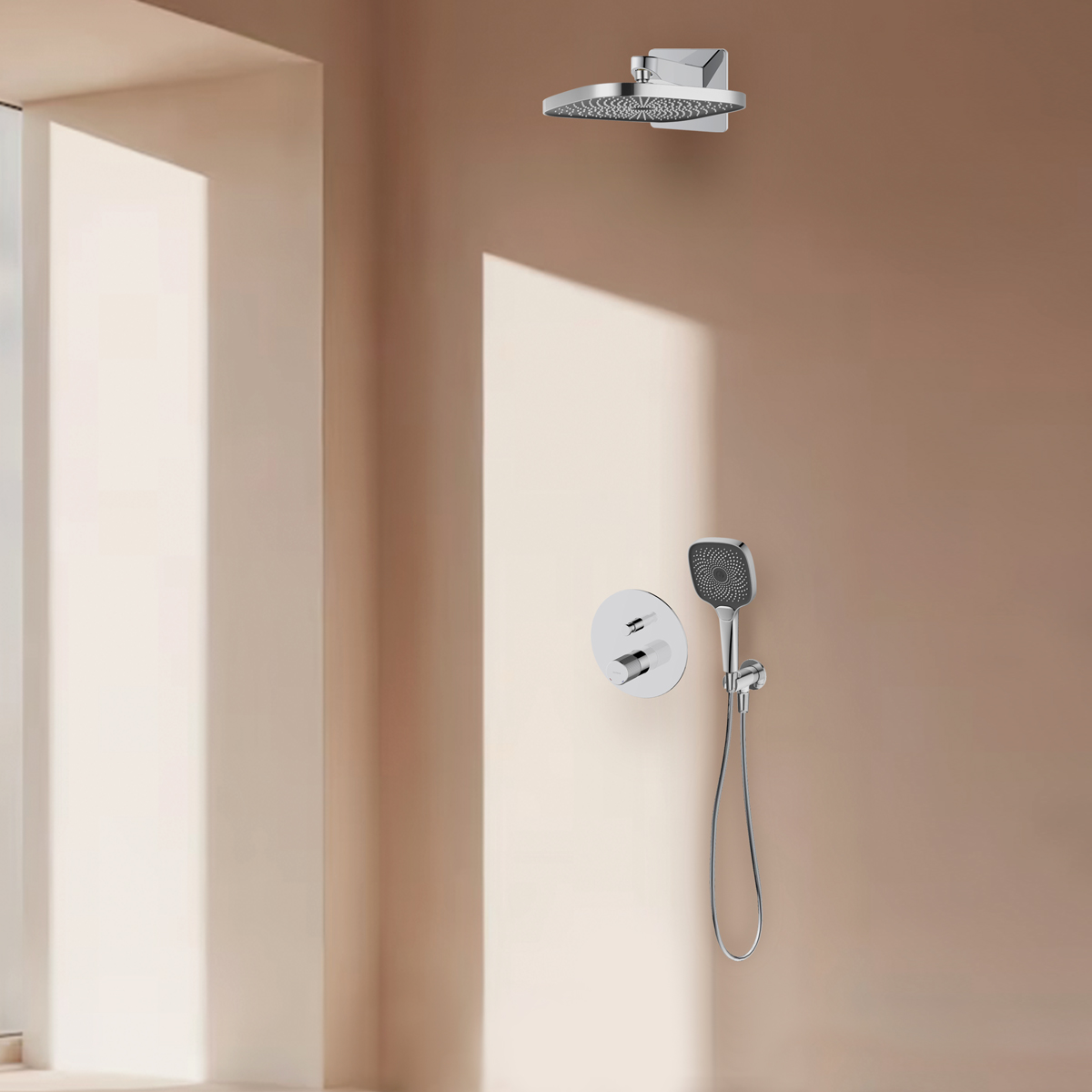 Oltens Hamnes zestaw bateria wannowo-prysznicowa podtynkowa z deszczownicą Vann (S) i słuchawką 3-funkcyjną Havis EasyClick (S) chrom ... - Wysyłka w 