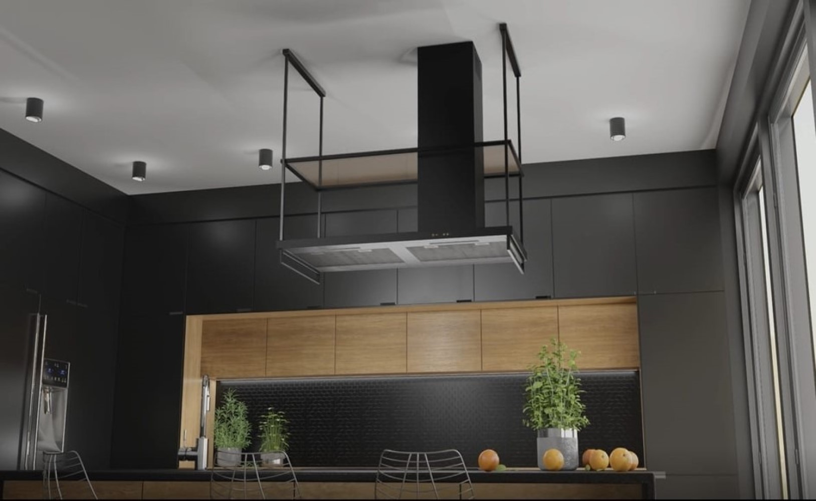 Berg Frame okap kuchenny 120 cm wyspowy czarny FRAOWKLDBK1201