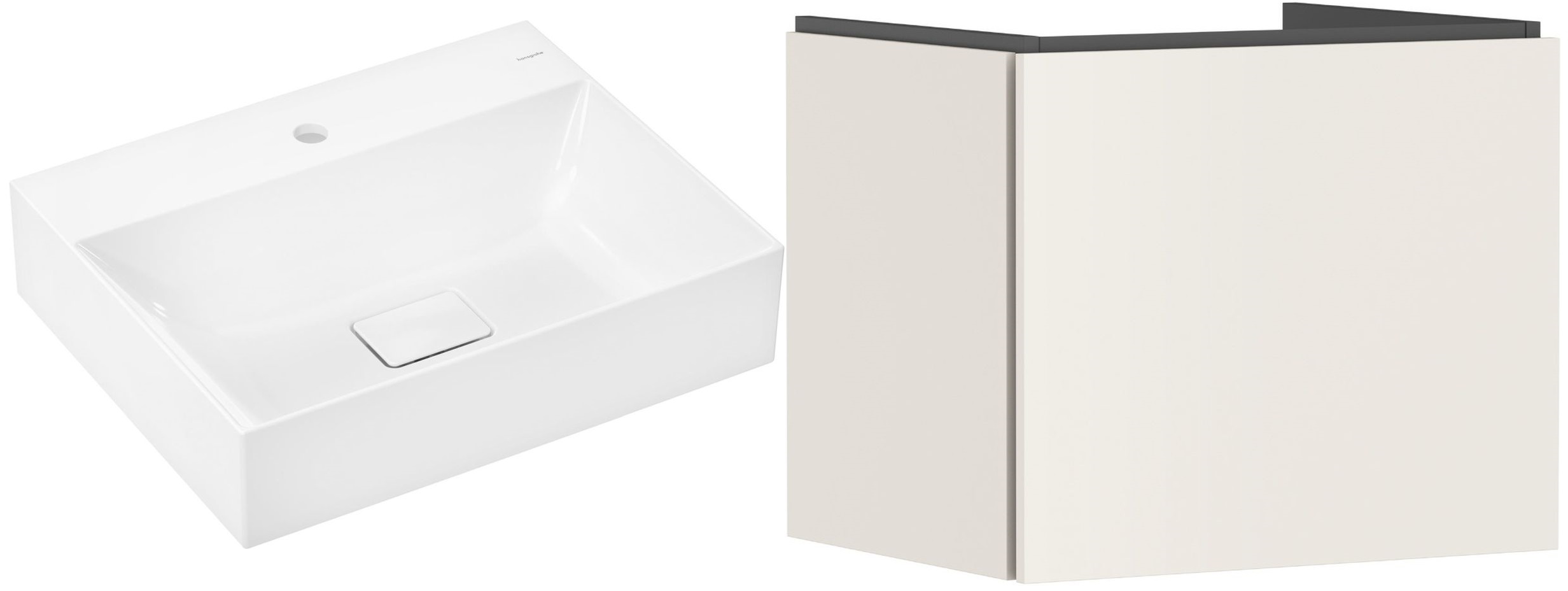 Zestaw Hansgrohe Xevolos E umywalka z szafką Xilesa E 60 cm piaskowy (54253780, 61092450)