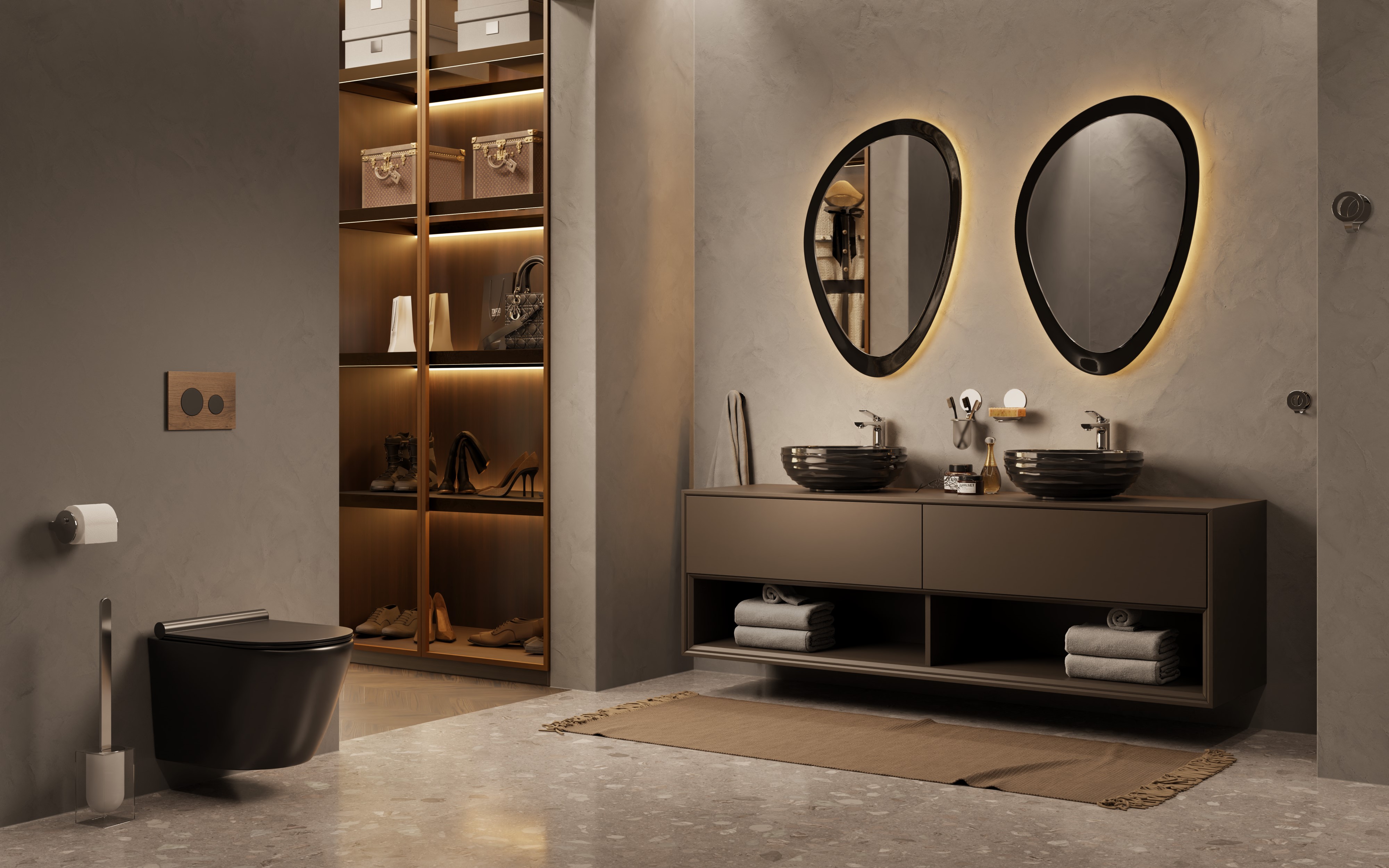 Uptrend Caneo miska WC z deską wolnoopadającą wisząca bez kołnierza czarny mat TR2196D-18