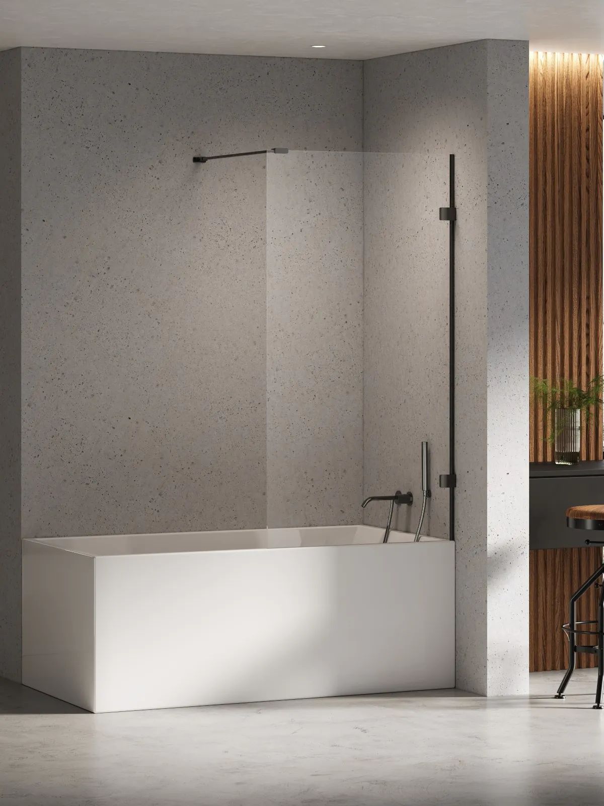 New Trendy Eventa Black Chrome parawan nawannowy 80 cm czarny połysk/szkło przezroczyste EXK-5690