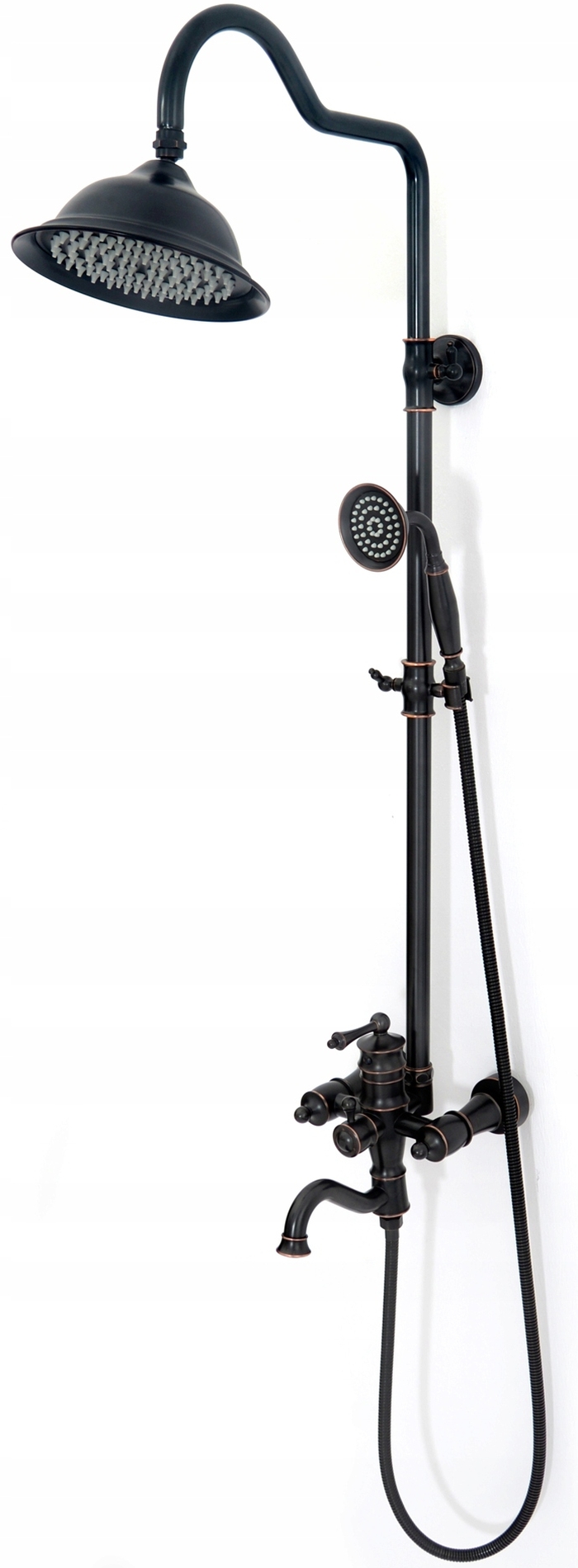 Rea Vintage Old Black zestaw wannowo-prysznicowy ścienny z deszczownicą czarny mat REA-P2367