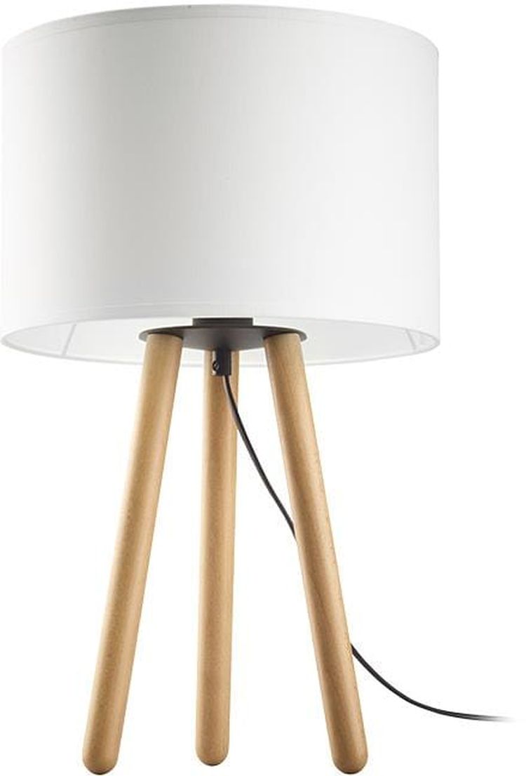 TK Lighting Tokyo lampa stołowa 1x15 biały/jasne drewno 5290