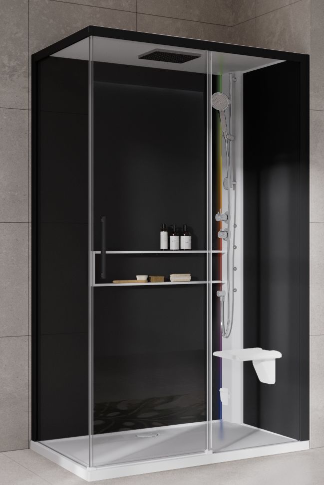 Novellini Glax 2 2.0 2P kabina z hydromasażem 120x80 cm parowa z brodzikiem prawa biała G222P120DT5-1UH