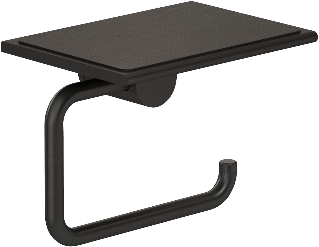 Kludi Vela R uchwyt na papier toaletowy z półką czarny szczotkowany 58971N2