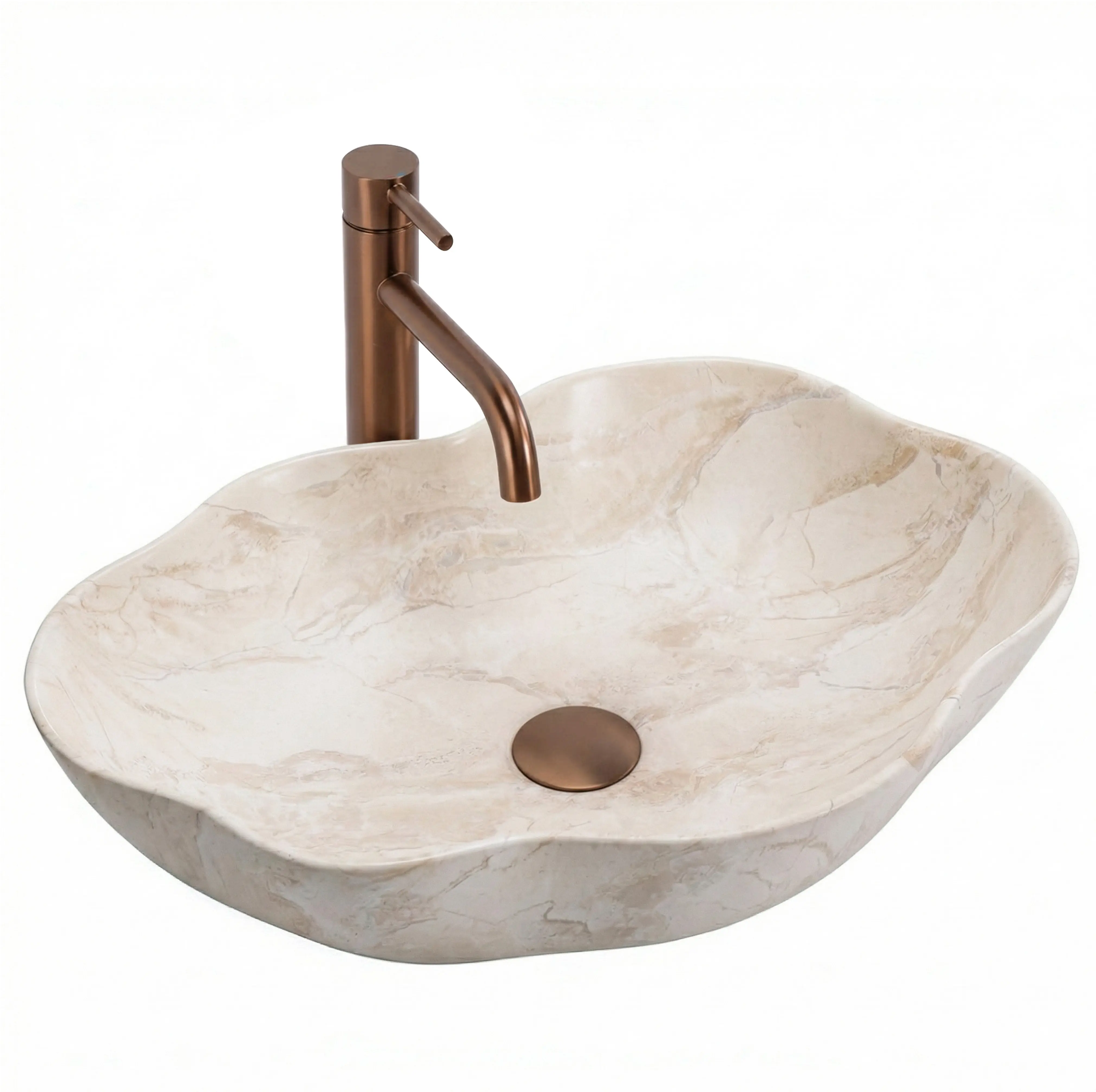 Rea Pearl umywalka 50,5x38 cm nablatowa beż REA-U0619