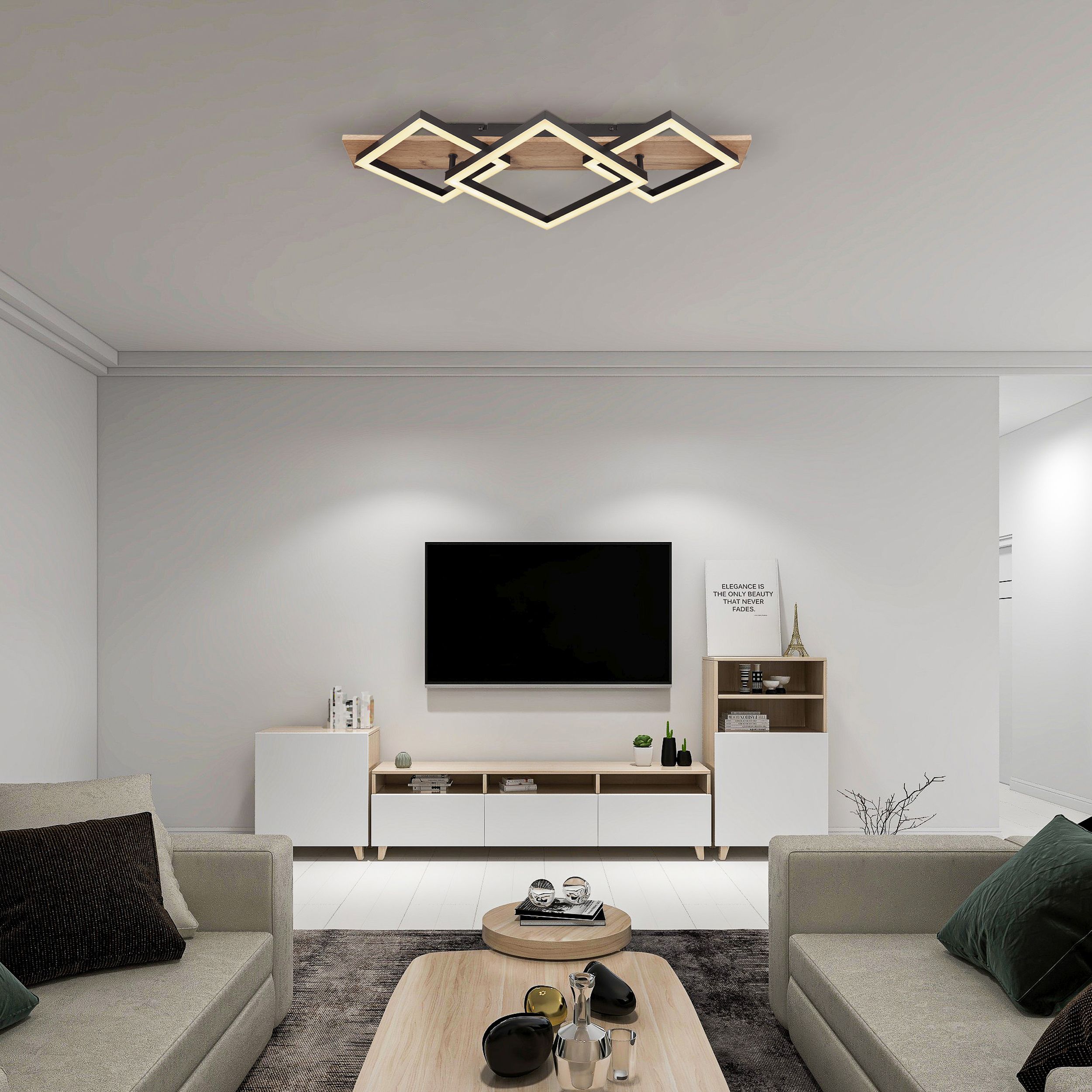 Globo Lighting Beatrix lampa podsufitowa 3x24W czarny mat/drewno 67294D2