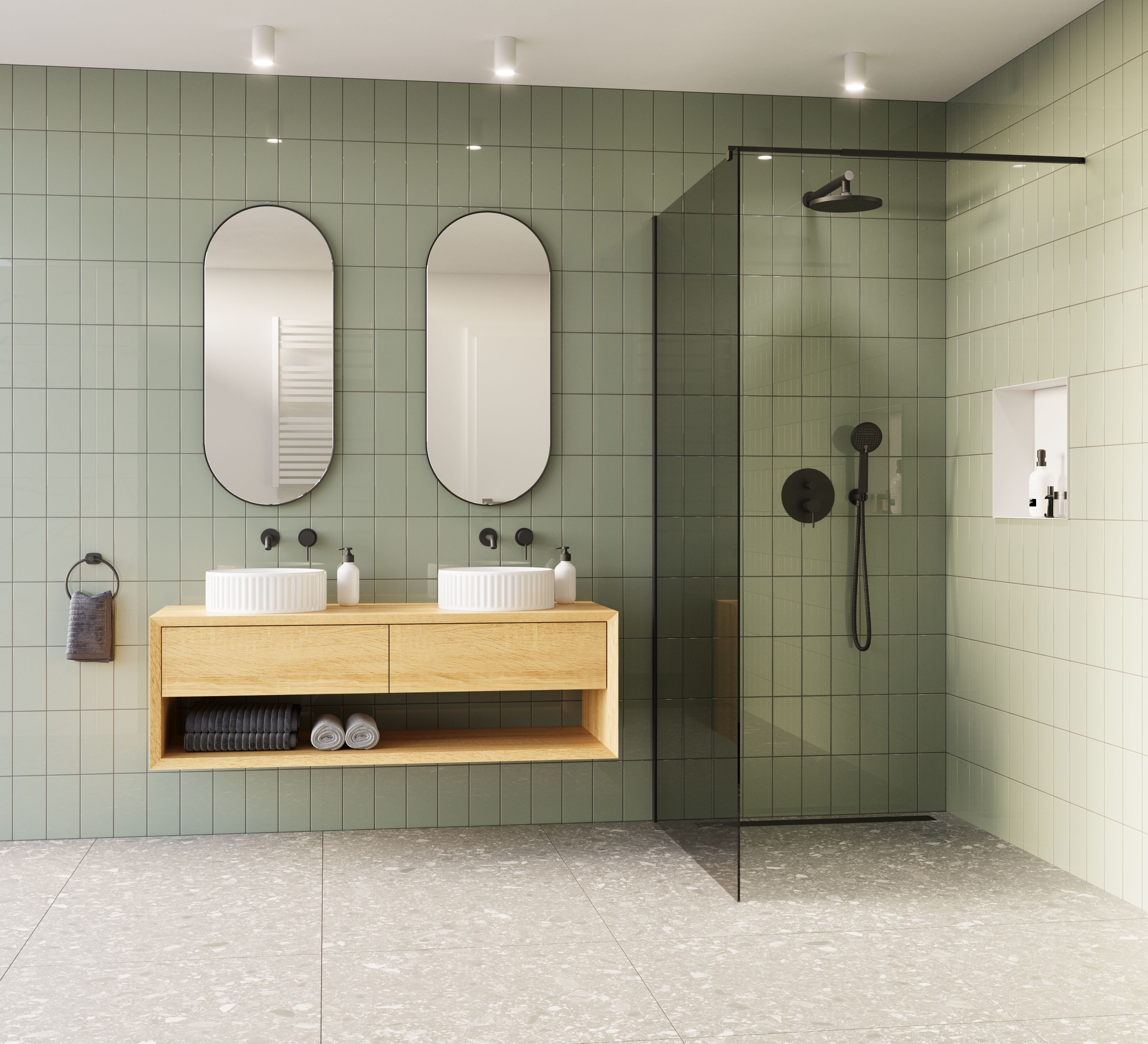 Invena Kalitea zestaw prysznicowy podtynkowy z deszczownicą czarny BS-72-004