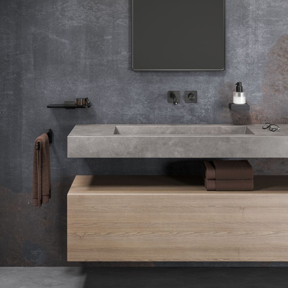 Geesa Shift dozownik do mydła 200 ml ścienny czarny metal szczotkowany/szkło mat 919916-09