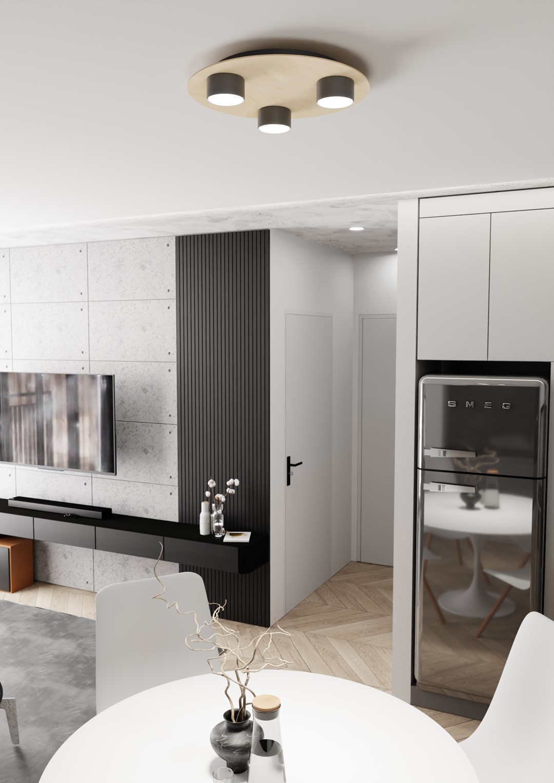 Emibig Pixo lampa podsufitowa 3x12 W czarna-drewno 1443/3