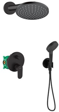 Zestaw Hansgrohe Vernis Blend komplet prysznicowy podtynkowy z deszczownicą czarny mat (26277670, 27809670, 71466670, 01800180, 26888670, ...