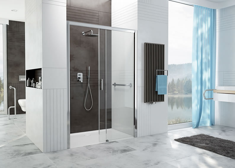 Sanplast Free Zone drzwi prysznicowe 130 cm wnękowe prawe srebrny błyszczący/szkło przezroczyste D2P/FREEZONE-130-S 600-271-3180-38-401