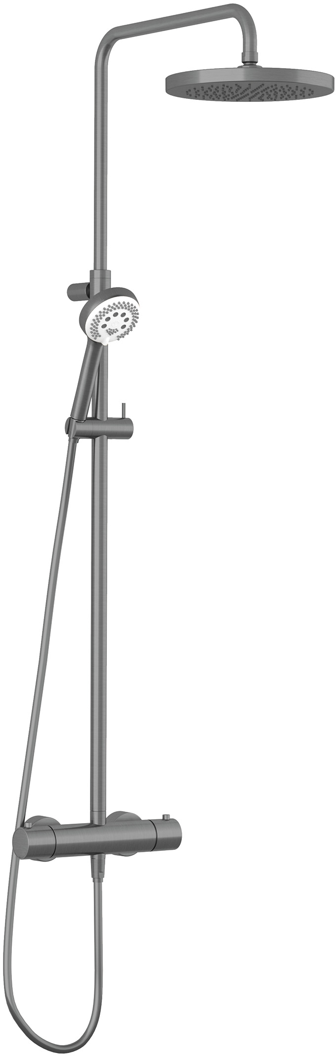 Kludi Logo Neo zestaw prysznicowy ścienny termostatyczny z deszczownicą czarny szczotkowany 68082N2-00