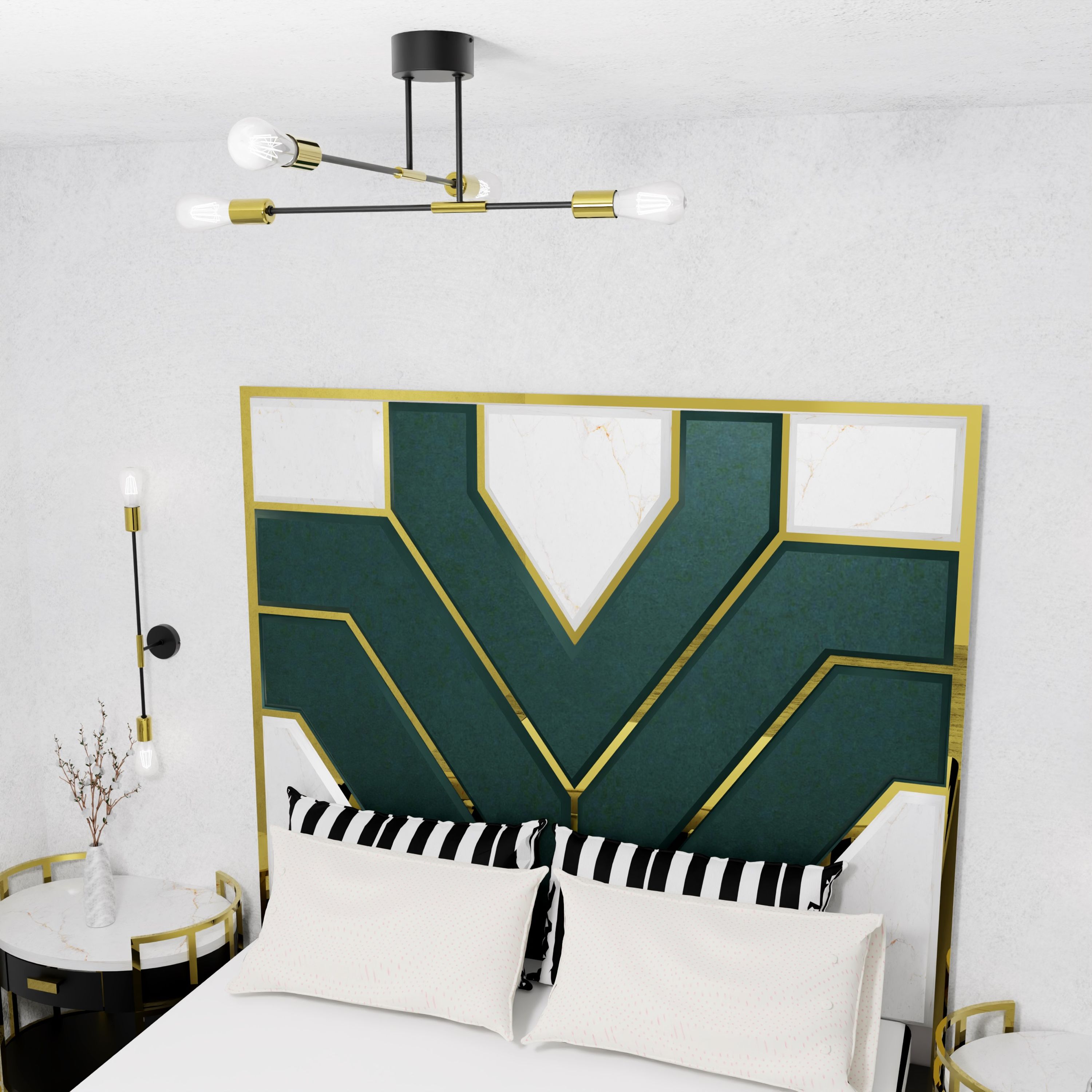 Luminex Flame lampa podsufitowa 4x60W czarny/złoty 3906